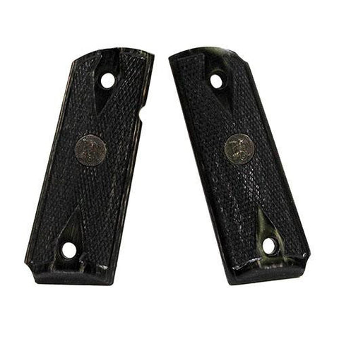 Renegade Wood Laminate Pistol Grips - 1911 Officer, Charcoal Double Diamond