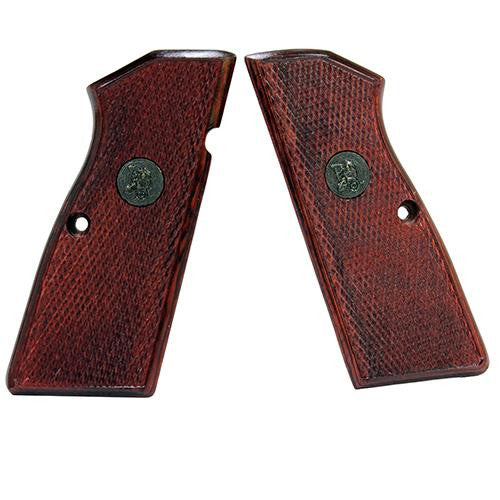 Renegade Wood Laminate Revolver Grips - Browning Hi Power, Rosewood Checkered