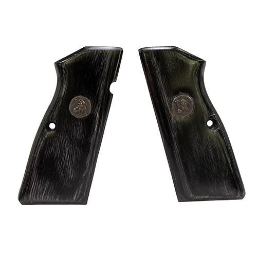 Renegade Wood Laminate Revolver Grips - Browning Hi Power, Charcoal, Smooth