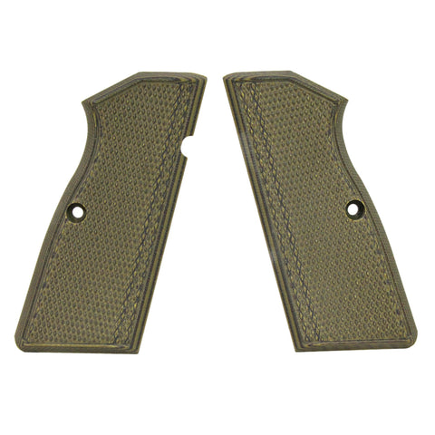 G-10 Tactical Pistol Grips - Browning Hi Power, Checkered, Green-Black