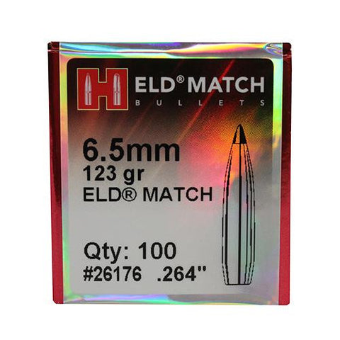 6.5mm Bullets - ELD Match, 123 Grains, Boat Tail, Per 100