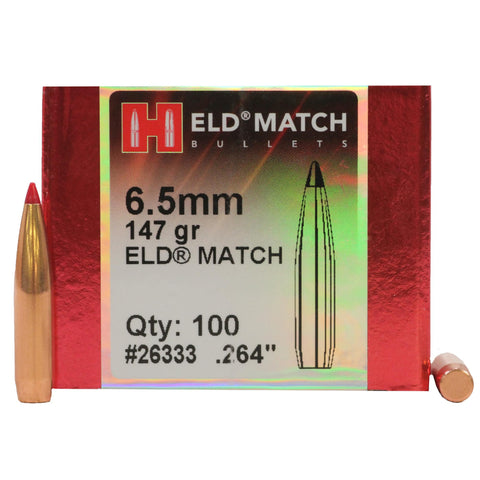 6.5mm Bullets - ELD Match, (.264 Diameter), 147 Grains, Boat Tail, Per 100