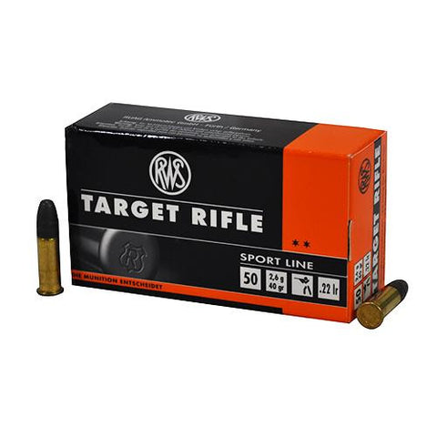 RWS .22 Long Rifle - Target Rifle, 40 Grain s, :ead Round Nose, Per 50