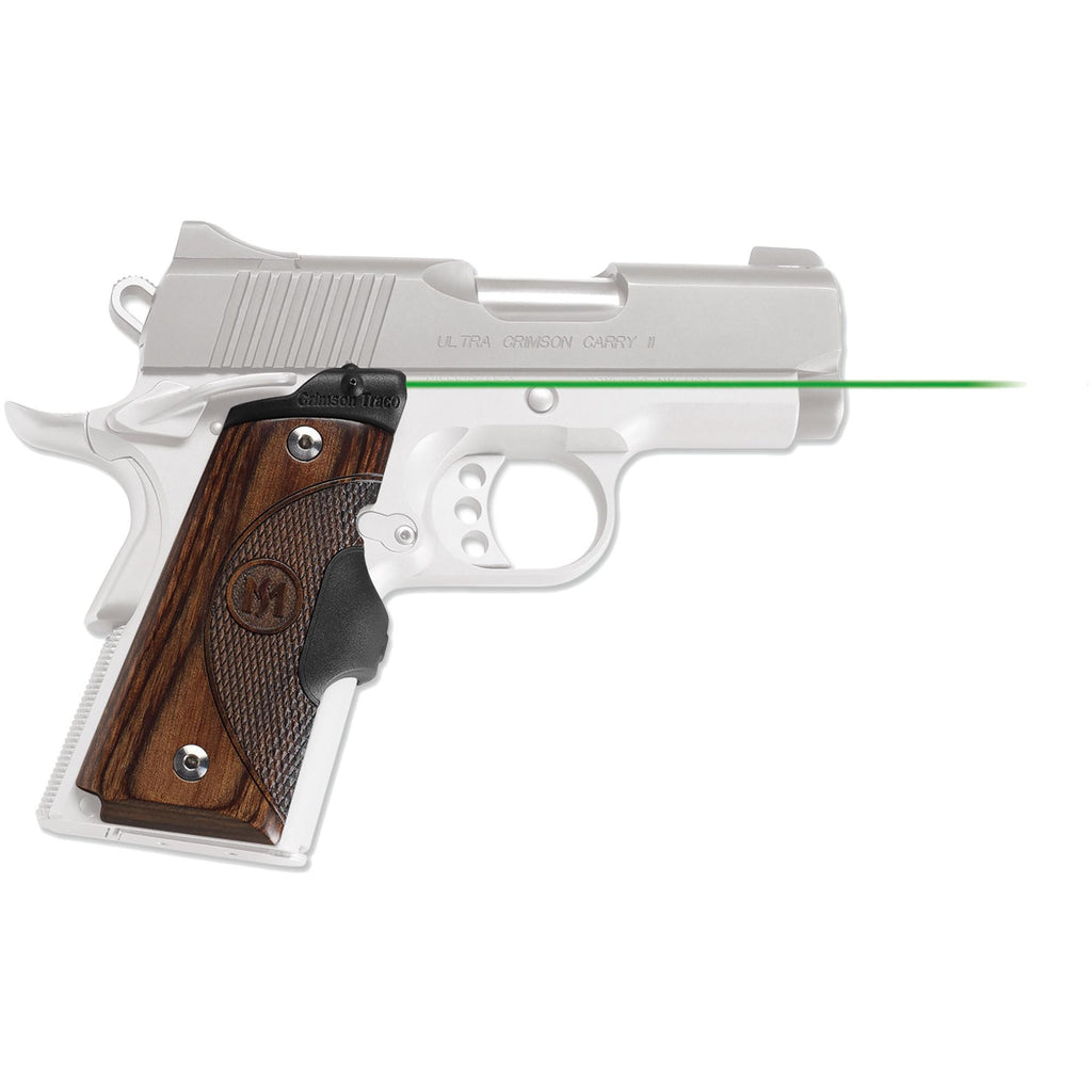 Master Series Laser Grips - 1911 Compact, Walnut, Green Laser