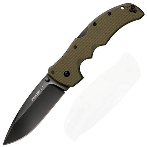 Recon 1 - Spear Point, Plain Edge, Olive Drab Green