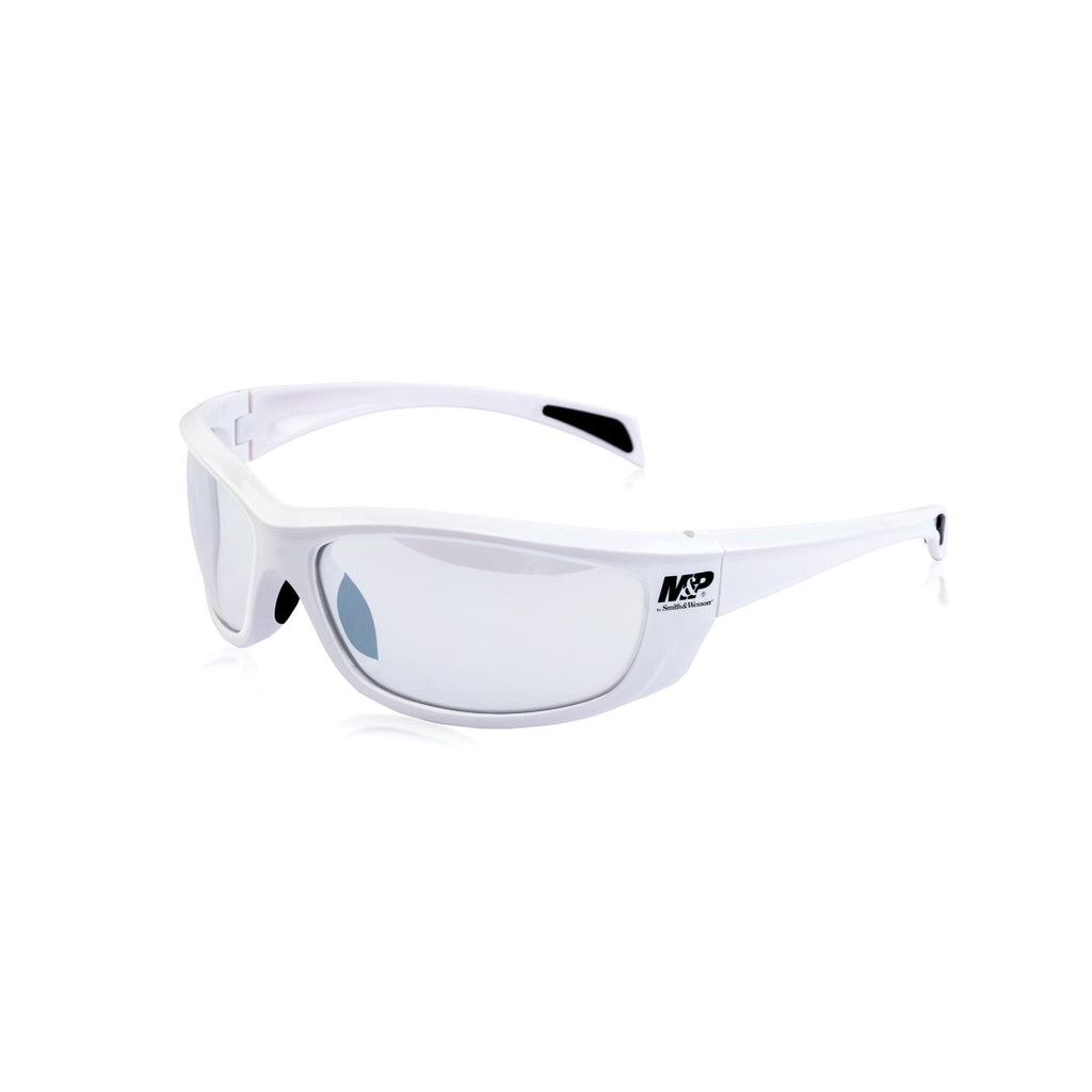 M&P Whitehawk Shooting Glasses - White Frames, Clear Mirror Lens