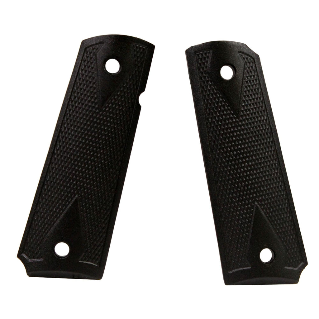 1911 Grips - Black Aluminum, Checkered