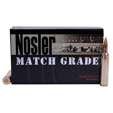 28 Nosler Match Grade Ammunition, 168 Grains, Hollow Point Boat Tail, Per 20