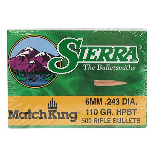 6mm-243 Caliber - MatchKing, 110 Grain s, Hollow Point Boat Tail, Per 500