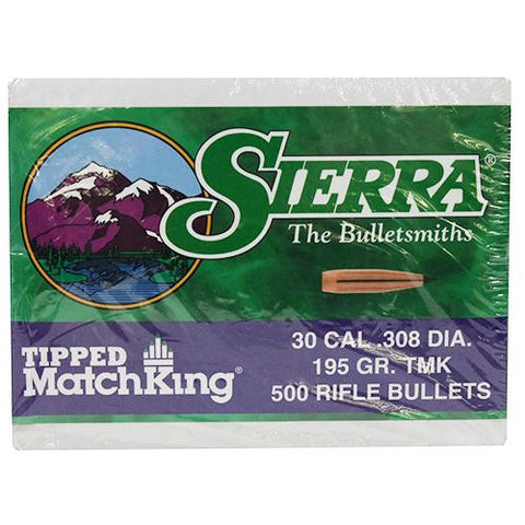 30 Caliber - Tipped MatchKing, 195 Grains, Polymer Tip Boat Tail, Per 500