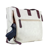 VISM Concealed Carry Shoulder Bag - Off White with Burgundy Trim