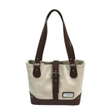 VISM Concealed Carry Shoulder Bag - Off White with Burgundy Trim