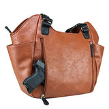 VISM Concealed Carry Hobo Bag - Brown with Black Trim, Large