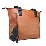 VISM Concealed Carry Tote Bag - Brown with Black Trim