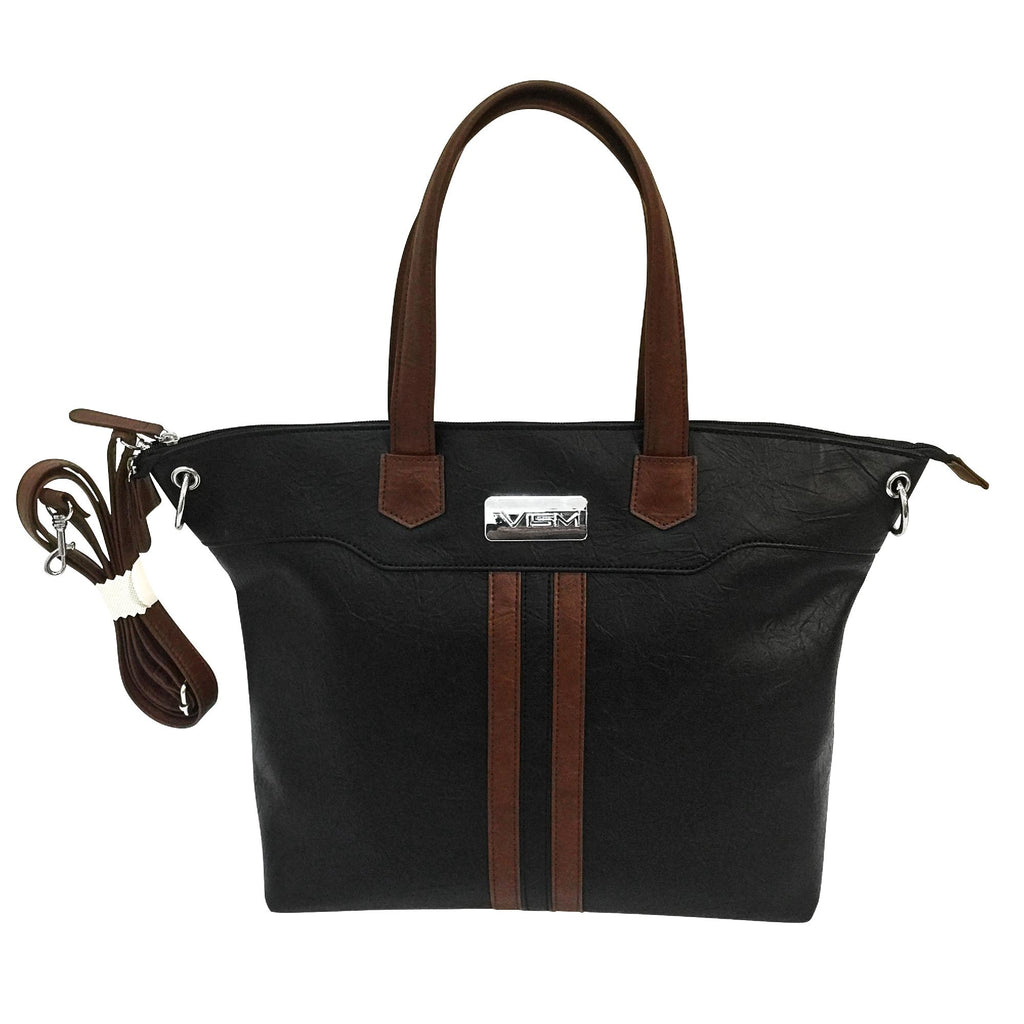 VISM Concealed Carry Satchel - Black with Brown Trim