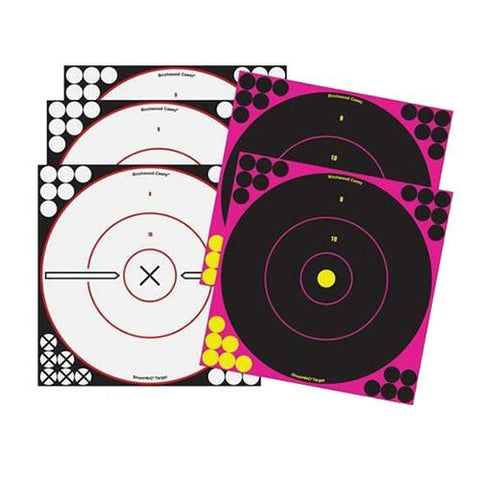 Shoot-N-C 12" Combo, 3 White Bulls-eye and 2 Pink Bulls-eye Targets