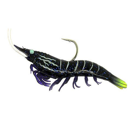 Shrimp Hybrid Bait - Saltwater, 3 1-2"#8-#6 Hook, Variable Depth, Black Tiger