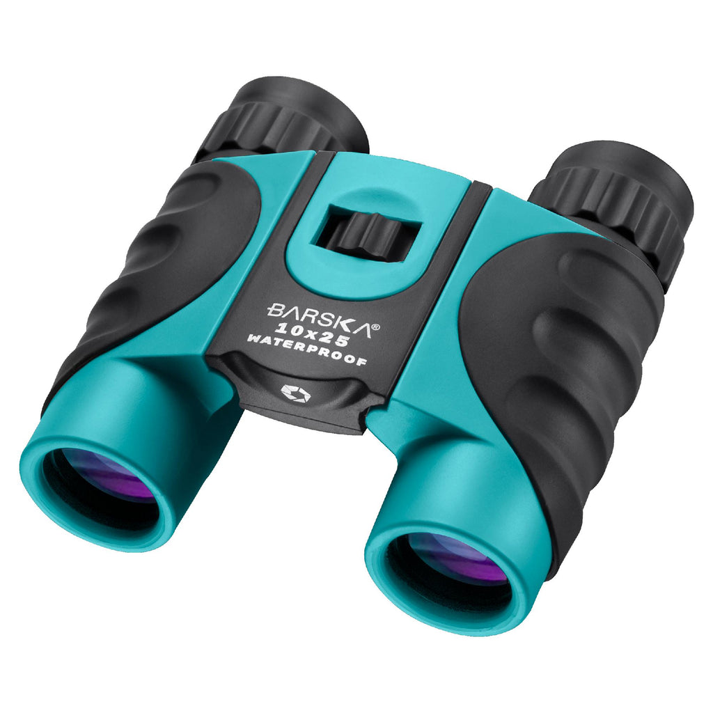 Colorado Waterproof Binocular - 10x25mm, Black with Blue Lens, Clam Package