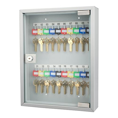 Lock Box with Glass Door - 20 Keys, Gray