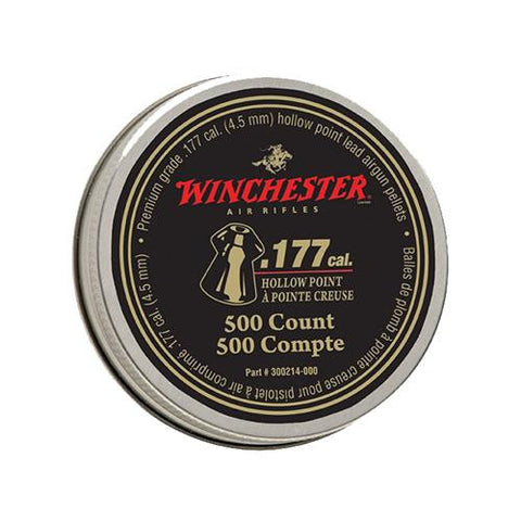 Winchester Air Gun Pellets - .177 Caliber, 9.7 Grains, Hollow Point, Tin of 500