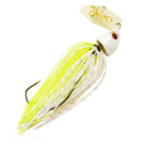 ChatterBait Freedom Lures - 1-2 oz Weight, 5-0 VMC X Long Wide Gap Hook, Chartreuse-White-Gold Blade, Per 1