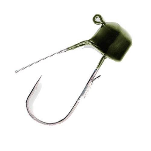 Finesse Shroomz Weedless Hooks - 1-5 oz Size, Green Pumpkin, Per 5