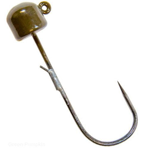 Power Finesse Shroomz Hooks - 1-6 oz Weight, 3-0 Hook, Green Pumpkin, Per 3