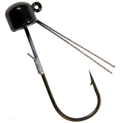 Power Finesse Shroomz Weedless Hooks - 1-10 oz Weight, 3-0 Hook, Black, Per 3