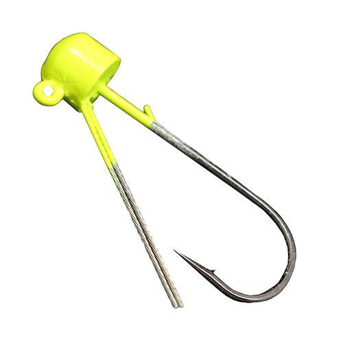 Power Finesse Shroomz Weedless Hooks - 1-6 oz Weight, 3-0 Hook, Chartreuse, Per 3