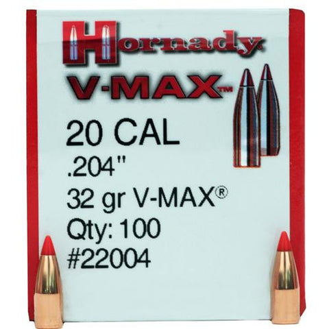 20 Caliber Bullets - (.204) 32 Gr V-Max (Per 100)