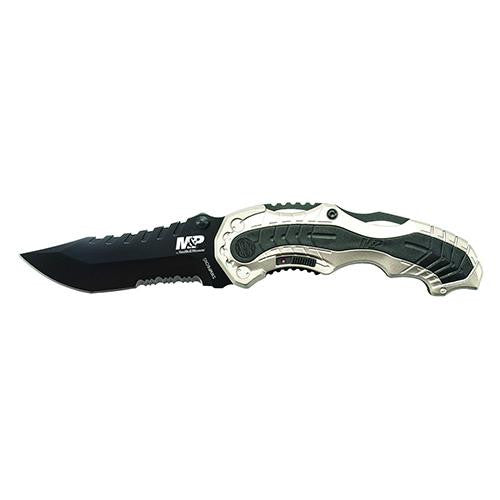 M&P M.A.G.I.C. Assist - - Liner Lock Folding Knife, Clip Point Tanto Blade, Champgne-Black, Clam