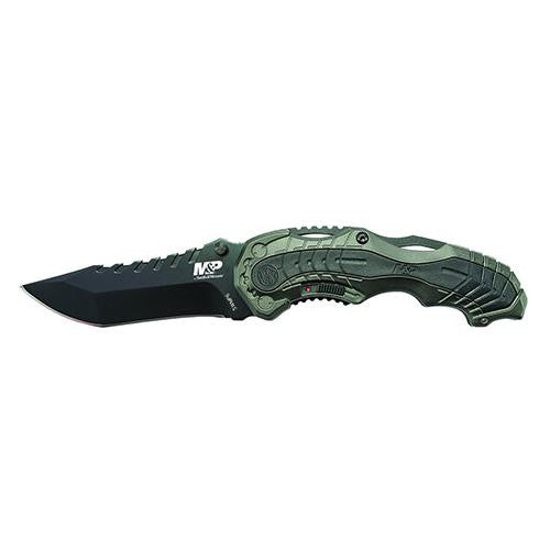 M&P M.A.G.I.C. Assist - - Liner Lock Folding Knife, Clip Point Tanto Blade, Gray-Black, Clam