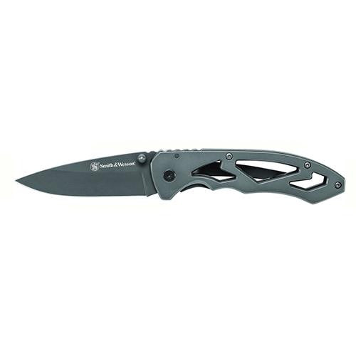 Frame Lock - - Grey, Large, Drop Point Folding, Clam