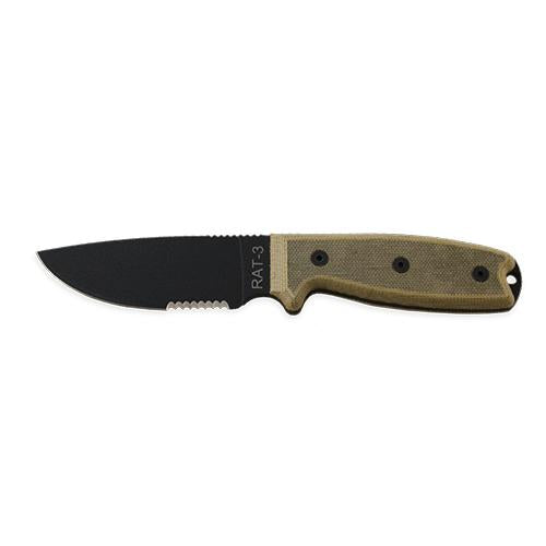 Rat-3 - Serrated Edge with Black Nylon Sheath