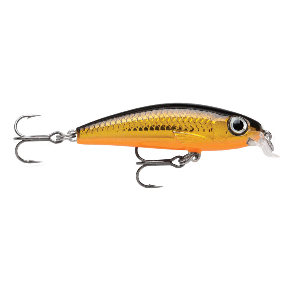 Ultra Light Minnow Lure - Size 06, 2 1-2" Length, 2'-3' Depth, 2 Number 8 Treble Hooks, Gold, Per 1