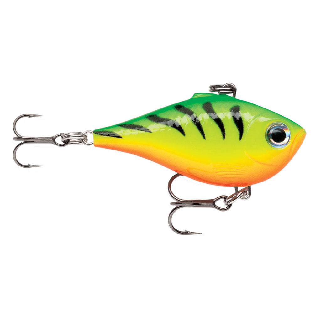 Ultra Light Rippin' Rap Lure - Size 04, 1 1-2" Length, Variable Depth, No 10-12 Treble Hook, Fire Tiger, Per 1