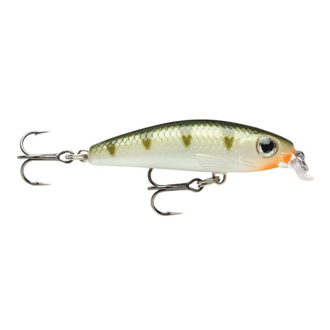 Ultra Light Minnow Lure - Size 06, 2 1-2" Length, 2'-3' Depth, 2 Number 8 Treble Hooks, Yellow Perc, Per 1