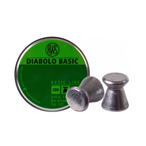 RWS Diabolo Pellets, .177 Caliber, 7 Grains, Flat Nose, Per 300