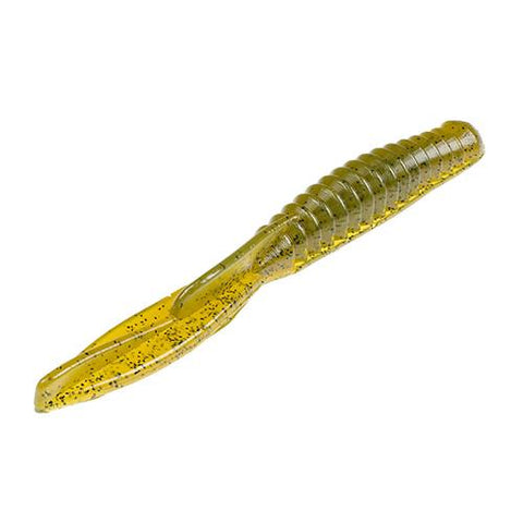 KVD Drop Shot Half Shell Soft Lure - 3 1-2" Body Length, Green Pumpkin, Per 9