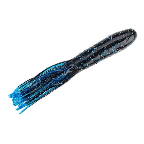 Denny Brauer&rsquo;s Flip-N-Tube Soft Lure - 4 1-2" Body Length, Black Blue Flake Blue Tail, Per 8