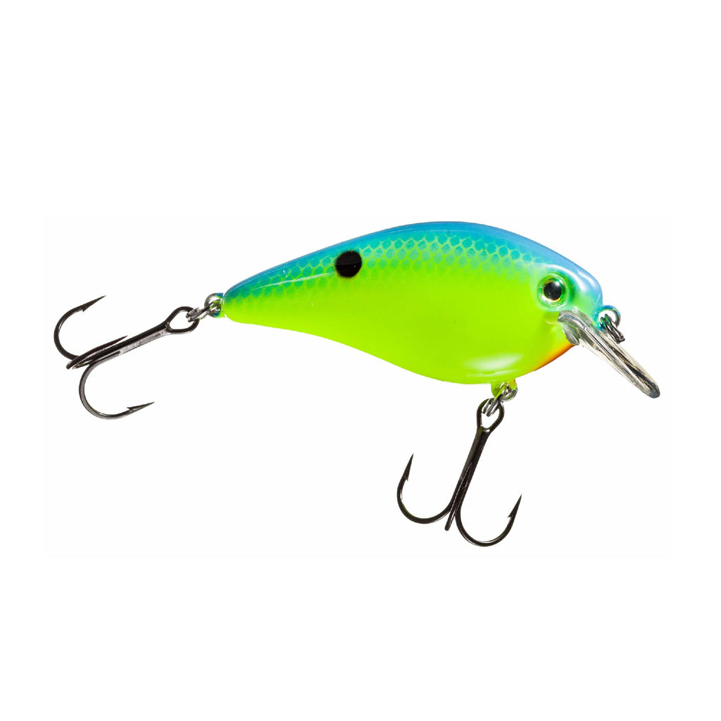 KVD Square Bill Hard Lure - Model 1.5, 1 1-2" Body Length, 3'-5' Depth, Chartreuse Sexy Blue Back Cha, per 1