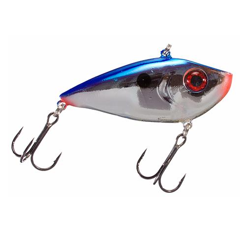 Red Eyed Shad 1-2 oz Hard Lipless Crankbait Lure - 3 1-4" Length. 8' Depth, Two Number 6 Treble Hooks, Blue Craw, Per 1