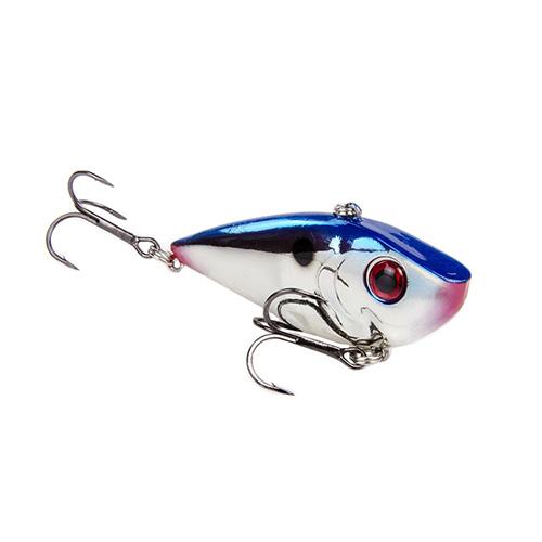 Red Eyed Shad 1-2 oz Hard Lipless Crankbait Lure - 3 1-4" Length. 8' Depth, Two Number 6 Treble Hooks, Chrome Blue, Per 1