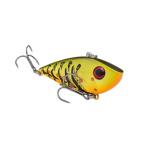 Red Eyed Shad 1-2 oz Hard Lipless Crankbait Lure - 3 1-4" Length. 8' Depth, Two Number 6 Treble Hooks, Green Pumpkin Craw, Per 1