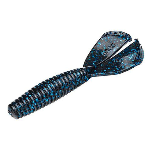 Rage Twin Tail Baby Menace Soft Lure - 3" Body Length, Black Blue Flake, Per 9