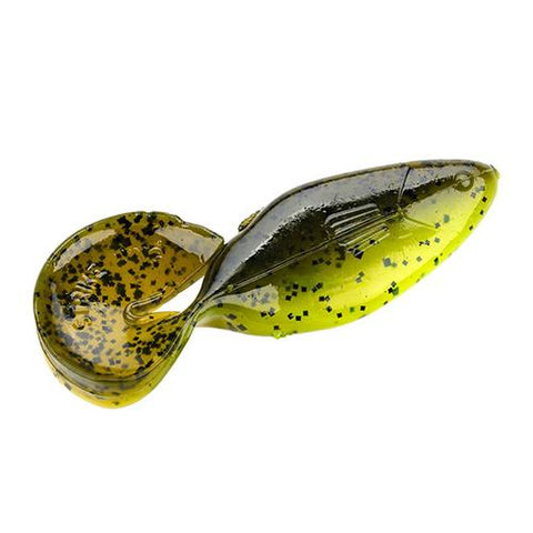 Rage Shad Soft Lure - 3" Body Length, Green Pumpkin-Chartreuse Belly, Per 5