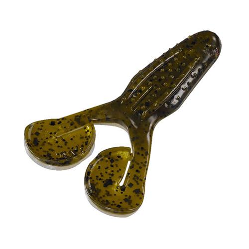 Rage Toad Soft Bait Lure - 4" Body Length, Green Pumpkin Pearl Laminate, Per 5