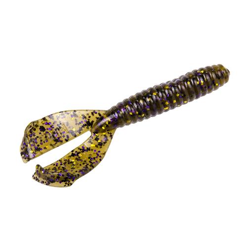 Rage Twin Tail Menace Grub Soft Bait Lure - 4" Body Length, Green Pumpkin Purple & Gold, Per 8