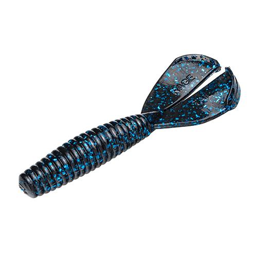 Rage Twin Tail Menace Grub Soft Bait Lure - 4" Body Length, Black-Blue Flake, Per 8