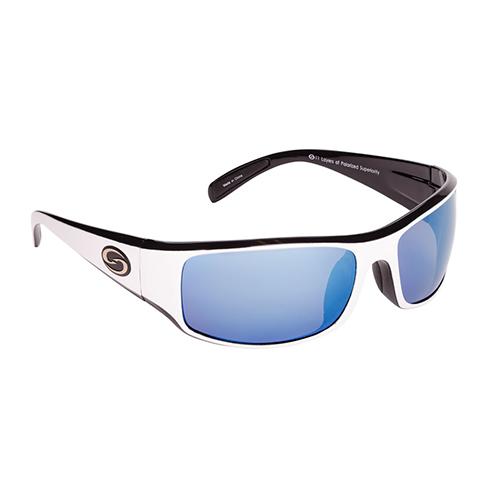 S11 Optics Sunglasses - Okeechobee Style, Two Tone Frame, Multi Layer White Blue Mirror-Gray Base Lens